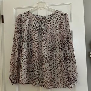 Beautiful sparkly, pink and silver Talbots Safari print blouse, size XL